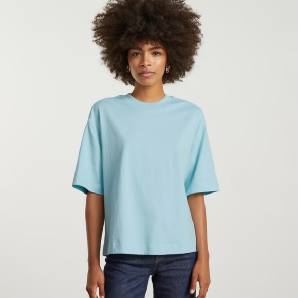 Everlane Premium Weight Relaxed T-shirt Aquamarine size Medium - Picture 3 of 4